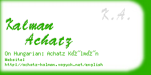 kalman achatz business card